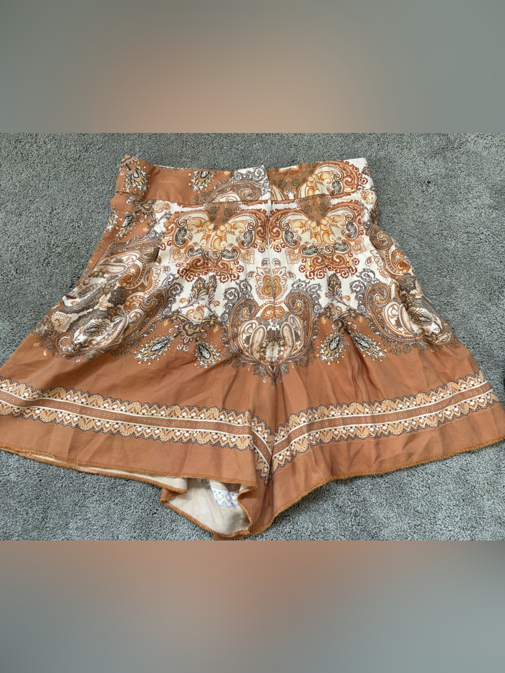 H&M Rust and Cream Paisley Border shorts
